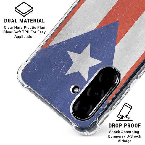 Puerto Rico Flag Distressed Galaxy A36 5G Clear Case